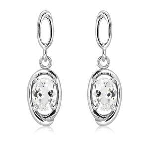 Drop White Topaz - stříbrné náušnice s bílým topazem