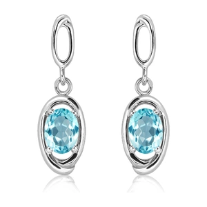 Drop Blue Topaz - stříbrné náušnice s modrým topazem