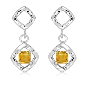 Womb Golden Citrine - stříbrné náušnice s citrínem