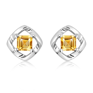 Ray Golden Citrine - stříbrné náušnice s citrínem