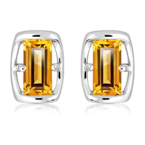 Veil Gold Citrine - stříbrné náušnice s citrínem