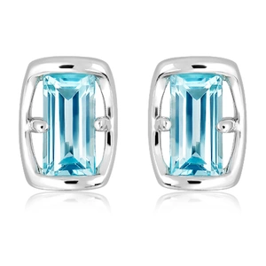 Veil Blue Topaz - stříbrné náušnice s modrým topazem