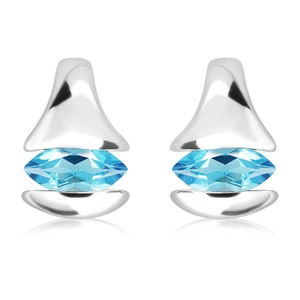 Orchid Blue Topaz - stříbrné náušnice s modrým topazem