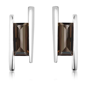 Frost Smoky Quartz - stříbrné náušnice s hnědým quartzem