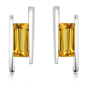 Frost Golden Citrine - stříbrné náušnice se zlatým citrínem