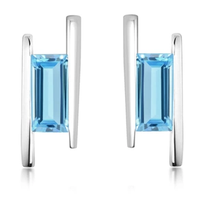 Frost Blue Topaz - stříbrné náušnice s modrým topazem