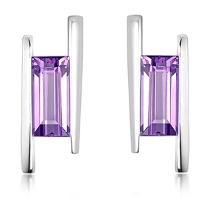 Frost S Amethyst - stříbrné náušnice s fialovým amethystem