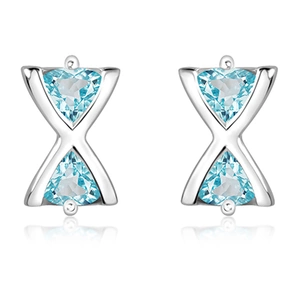 Marble Blue Topaz - stříbrné náušnice s modrým topazem