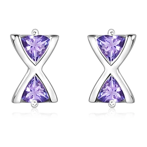 Marble S Amethyst - stříbrné náušnice s fialovým amethystem