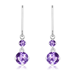 Tari S Amethyst - stříbrné náušnice s fialovým amethystem