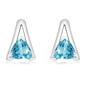 Edge Blue Topaz - stříbrné náušnice s modrým topazem