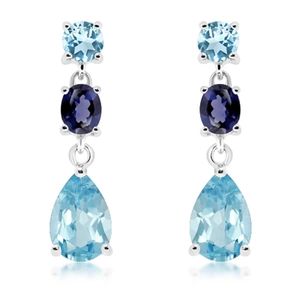 Porta Blue Topaz - stříbrné náušnice s modrým topazem