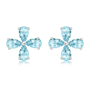 Time Blue Topaz - stříbrné náušnice s modrým topazem