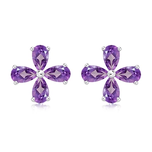 Time S Amethyst - stříbrné náušnice s fialovým amethystem