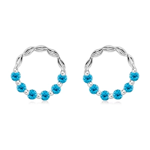 Snow Blue Topaz - stříbrné náušnice s modrým topazem