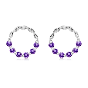 Snow S Amethyst - stříbrné náušnice s fialovým amethystem