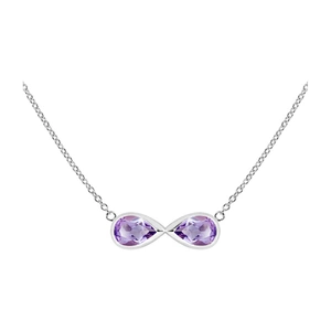 Tail S Amethyst - stříbrný náhrdelník s fialovým amethystem
