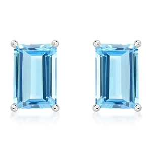 Luster Blue Topaz - stříbrné náušnice s modrým topazem