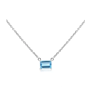 Dusk Blue Topaz - stříbrný náhrdelník s modrým topazem