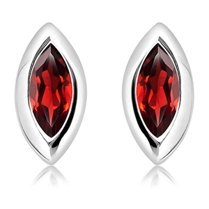 Aurora Garnet - stříbrné náušnice s granátem