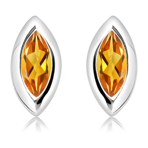 Aurora Golden Citrine - stříbrné náušnice s citrínem