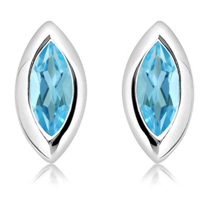 Aurora Blue Topaz - stříbrné náušnice s modrým topazem