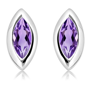Aurora S Amethyst - stříbrné náušnice s ametystem