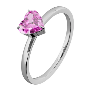 Avala P Steel - zásnubní prsten z chirurgické oceli s růžovým zirkonem