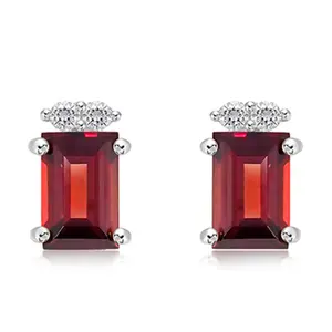 Avenor S Garnet + White Topaz - stříbrné náušnice s granátem a bílými topazy