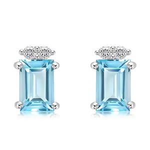 Avenor S Blue Topaz + White Topaz - stříbrné náušnice s modrým a bílými topazy