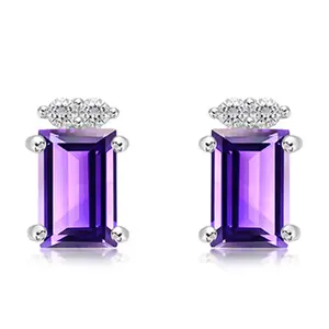 Avenor S Amethyst + White Topaz - stříbrné náušnice s ametystem a bílými topazy