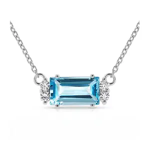 Nara S Blue Topaz + White Topaz - stříbrný náhrdelník s modrým a bílými topazy