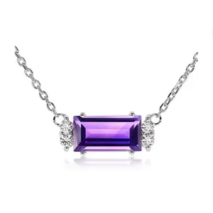 Nara S Amethyst + White Topaz - stříbrný náhrdelník s ametystem a bílými topazy