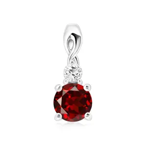 Mevia S Garnet + White Topaz - stříbrné přívěsek s granátem a bílým topazem