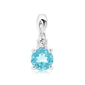 Mevia S Blue Topaz + White Topaz - stříbrné přívěsek s modrým a bílým topazem