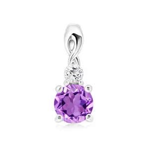Mevia S Amethyst + White Topaz - stříbrný přívěsek s ametystem a bílým topazem
