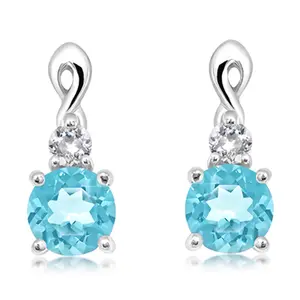 Elaris S Blue Topaz + White Topaz - stříbrné náušnice s modrým a bílým topazem