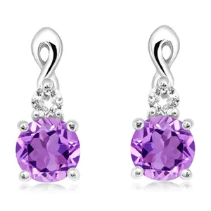 Elaris S Amethyst + White Topaz - stříbrné náušnice s ametystem a bílým topazem