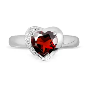 Selmira S Garnet + White Topaz - prsten ze stříbra s granátem bílými topazy
