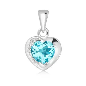 Norelia S Blue Topaz + White Topaz - stříbrné přívěsek s modrým a bílými topazy