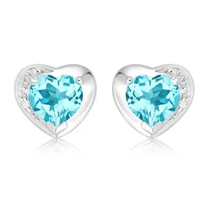 Elvara S Blue Topaz + White Topaz - stříbrné náušnice s modrým a bílými topazy