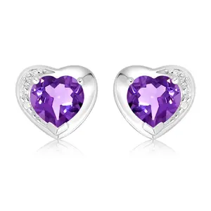 Elvara S Amethyst + White Topaz - stříbrné náušnice s ametystem a bílými topazy