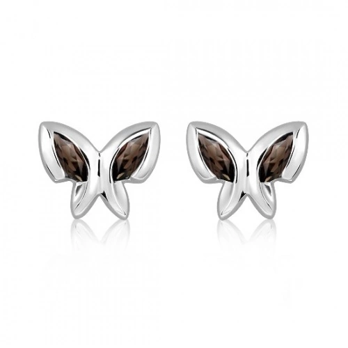 Edin S Smoky Quartz stříbrné náušnice s quartzem