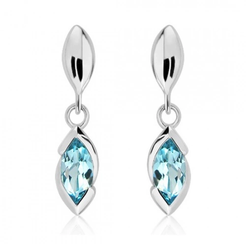Jovana S Blue Topaz stříbrné náušnice s modrým topazem