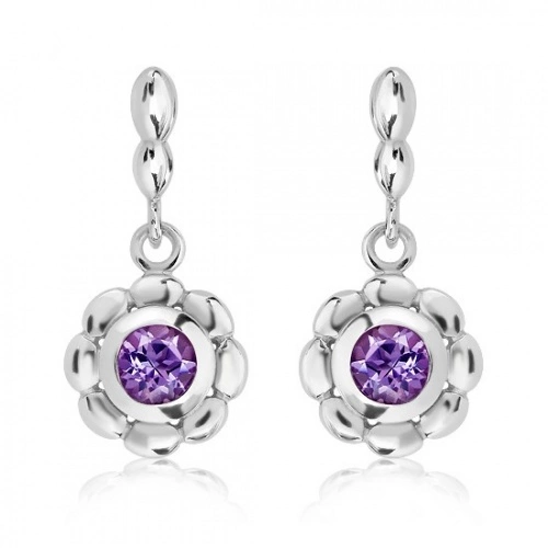Lidka S Amethyst stříbrné náušnice s ametystem