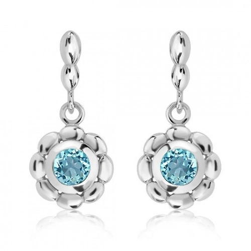 Lidka S Blue Topaz stříbrné náušnice s modrým topazem