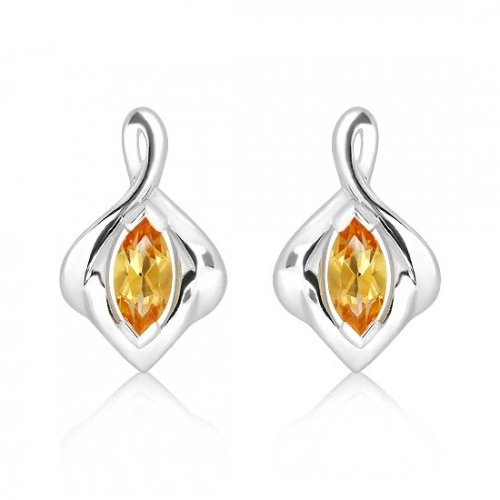 Amina S Golden Citrine-stříbrné náušnice s citrínem
