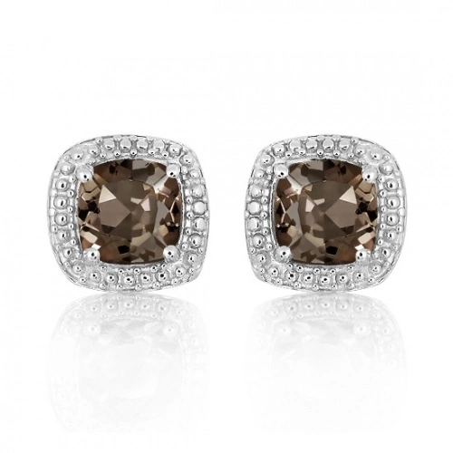 Rafal S Smoky Quartz stříbrné náušnice s kamenem quartz