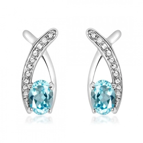 Ranko S Blue Topaz stříbrné náušnice s modrým topazem