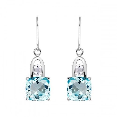 Rina S Blue and White Topaz stříbrné náušnice s modrým a bílým topazem
